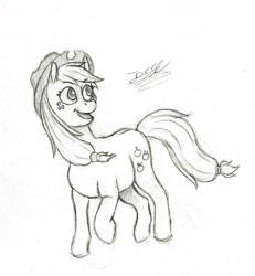 Size: 1200x1300 | Tagged: safe, artist:hypno, imported from derpibooru, applejack, earth pony, pony, female, hat, monochrome, sketch, solo