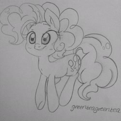 Size: 2448x2452 | Tagged: safe, artist:tokipeach, imported from derpibooru, pinkie pie, female, grayscale, monochrome, solo, traditional art