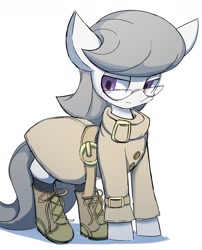 Size: 1024x1269 | Tagged: safe, artist:skippy_the_moon, imported from derpibooru, octavia melody, boots, clothes, female, glasses, jacket, solo