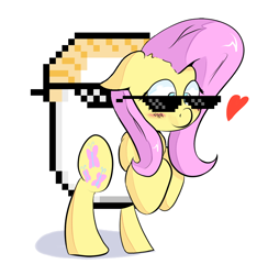 Size: 1024x1048 | Tagged: safe, artist:manfartwish, edit, imported from derpibooru, fluttershy, albert wesker, egg, female, flutteregg, glasses, meme, protonjon, solo, sunglasses, you will give me an egg