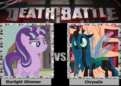 Size: 900x642 | Tagged: safe, imported from derpibooru, queen chrysalis, starlight glimmer, death battle, exploitable meme, hilarious in hindsight, meme, starlight vs chrysalis