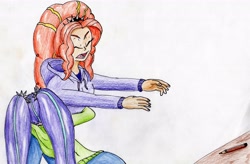 Size: 3341x2187 | Tagged: safe, artist:40kponyguy, derpibooru exclusive, imported from derpibooru, adagio dazzle, aria blaze, equestria girls, that orange pencil, traditional art