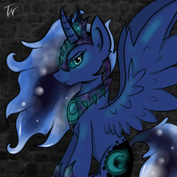 Size: 1000x1000 | Tagged: safe, artist:kennyteya, imported from derpibooru, princess luna, female, sitting, solo
