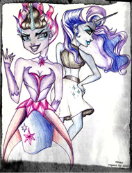 Size: 779x1026 | Tagged: safe, artist:milinka7425, imported from derpibooru, nightmare rarity, twilight sparkle, equestria girls, friendship games, midnight sparkle