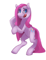 Size: 1280x1656 | Tagged: safe, artist:zigzaggin-goon, imported from derpibooru, pinkie pie, female, looking away, pinkamena diane pie, rearing, simple background, solo, tongue out, transparent background