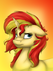 Size: 1024x1365 | Tagged: safe, artist:lupiarts, imported from derpibooru, sunset shimmer, pony, unicorn, female, simple background, solo