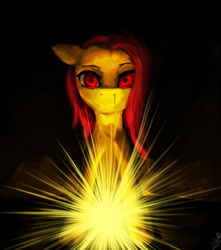 Size: 1024x1158 | Tagged: safe, artist:lacayra, artist:minckies, imported from derpibooru, fluttershy, bat pony, pony, blood, female, flutterbat, looking at you, nosebleed, red eyes, shine, solo