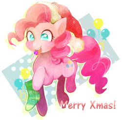 Size: 600x590 | Tagged: safe, artist:sibashen, imported from derpibooru, pinkie pie, pony, christmas, female, solo