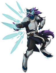 Size: 3900x5001 | Tagged: safe, artist:ryhaal, deleted from derpibooru, imported from derpibooru, oc, oc only, oc:shrouded petal, anthro, unicorn, anthro oc, armor, magic, sword, tiara, warrior, weapon