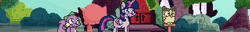 Size: 640x82 | Tagged: safe, artist:panyang-panyang, imported from derpibooru, owlowiscious, spike, twilight sparkle, alicorn, pony, female, mare, pixel art, twilight sparkle (alicorn)