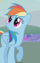 Size: 301x478 | Tagged: safe, imported from derpibooru, screencap, fluttershy, rainbow dash, dragonshy, animated, cute, dashabetes, female, frown, gif, rainbow dash is not amused, raised hoof, reaction image
