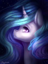 Size: 768x1024 | Tagged: safe, artist:iponylover, imported from derpibooru, princess celestia, curved horn, female, solo