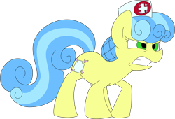 Size: 1442x981 | Tagged: safe, artist:taaffeiite, deleted from derpibooru, imported from derpibooru, nurse coldheart, nurse snowheart, earth pony, pony, angry, female, mare, solo