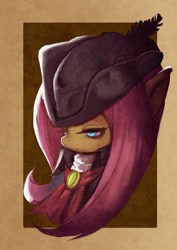 Size: 620x877 | Tagged: safe, artist:wtcolor, imported from derpibooru, fluttershy, bloodborne, bust, crossover, female, hat, lady maria, lidded eyes, looking away, portrait, solo, tricorne