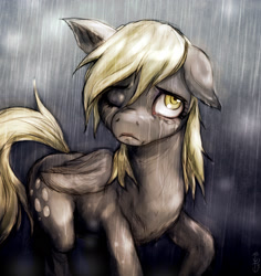 Size: 2276x2406 | Tagged: safe, artist:ereb-tauramandil, imported from derpibooru, derpy hooves, pegasus, pony, female, mare, rain, sad, solo