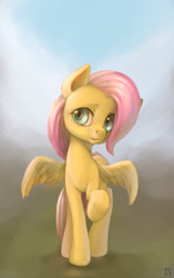 Size: 1592x2532 | Tagged: safe, artist:mrs1989, imported from derpibooru, fluttershy, female, looking at you, raised hoof, solo