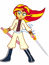 Size: 12000x16000 | Tagged: safe, artist:evil-sparkle, imported from derpibooru, sunset shimmer, equestria girls, absurd resolution, clothes, dual wield, female, kung fu, martial arts, open mouth, solo