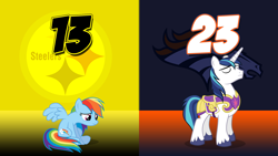 Size: 1920x1080 | Tagged: safe, artist:cultleaderfluttershy, artist:dashiemlpfim, artist:hawk9mm, imported from derpibooru, rainbow dash, shining armor, afc divisional round, american football, denver broncos, nfl, nfl divisional round, nfl playoffs, pittsburgh steelers, vector