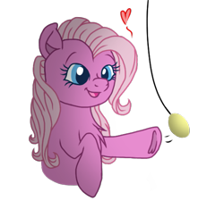 Size: 575x561 | Tagged: safe, artist:php76, imported from derpibooru, pinkie pie, behaving like a cat, cat toy, cute, female, g3, heart, simple background, toy, transparent background, underhoof