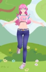 Size: 328x514 | Tagged: safe, derpibooru exclusive, imported from derpibooru, pinkie pie, human, 3d, belly button, blurry, female, humanized, midriff, mmd, solo