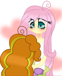 Size: 600x744 | Tagged: safe, artist:r-umii, imported from derpibooru, adagio dazzle, fluttershy, equestria girls, adagioshy, crack shipping, embrace, female, flutterdagio, forgiveness, hug, lesbian, shipping