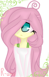 Size: 400x633 | Tagged: safe, artist:r-umii, imported from derpibooru, fluttershy, equestria girls, cute, female, hair over one eye, humanized, shyabetes, solo