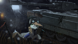 Size: 1920x1080 | Tagged: safe, artist:hierozaki, imported from derpibooru, oc, oc only, snow, solo, tank (vehicle), war