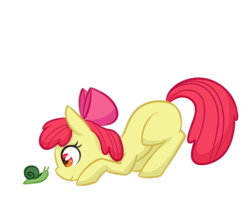 Size: 500x400 | Tagged: safe, artist:breadcipher, imported from derpibooru, apple bloom, snail, adorabloom, ass up, cute, female, simple background, solo, transparent background