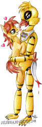 Size: 1001x3000 | Tagged: safe, artist:julunis14, imported from derpibooru, oc, oc only, oc:mandopony, earth pony, pony, chica, crossover, crossover shipping, five nights at freddy's, heart, mandopony, shipping, simple background, traditional art, transparent background