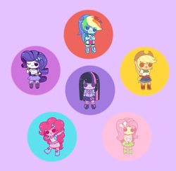 Size: 1271x1240 | Tagged: safe, artist:dancerquartz, imported from derpibooru, applejack, fluttershy, pinkie pie, rainbow dash, rarity, twilight sparkle, equestria girls, chibi, cute, looking at you, mane six, smiling, wink