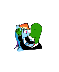 Size: 1700x2060 | Tagged: safe, artist:shawncuddle, imported from derpibooru, rainbow dash, oc, oc:anon, kissing