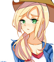 Size: 430x490 | Tagged: safe, artist:leab-lb, imported from derpibooru, applejack, human, female, humanized, pixiv, solo