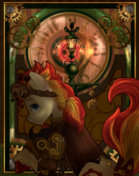 Size: 2905x3690 | Tagged: safe, artist:segraece, imported from derpibooru, clock, goggles, solo, steampunk