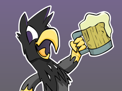 Size: 2286x1714 | Tagged: safe, artist:hackd, imported from derpibooru, oc, oc only, griffon, alcohol, cider, food, solo