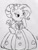 Size: 485x643 | Tagged: safe, artist:gingerthefox, imported from derpibooru, rarity, pony, alice in wonderland, bipedal, clothes, cosplay, costume, female, monochrome, queen of hearts, solo