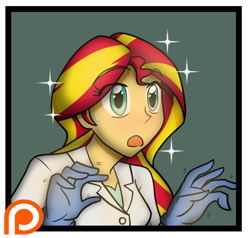 Size: 1024x976 | Tagged: safe, artist:advanceddefense, imported from derpibooru, sunset shimmer, human, comic:the amazonian effect, equestria girls, comic, female, patreon, patreon logo, patreon preview, preview, solo