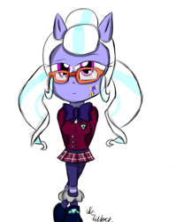 Size: 1029x1290 | Tagged: safe, artist:mildockart, imported from derpibooru, sugarcoat, equestria girls, friendship games, adventure in the comments, chibi, clothes, crystal prep academy, crystal prep academy uniform, cute, cutie mark, cutie mark on equestria girl, doll, equestria girls minis, female, glasses, pony ears, school uniform, skirt, solo, sugarcute, toy