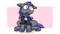 Size: 1500x850 | Tagged: safe, artist:pokehidden, imported from derpibooru, oc, oc only, oc:au hasard, bat pony, pony, armor, cute, floppy ears, frown, night guard, royal guard, sitting, solo, wide eyes