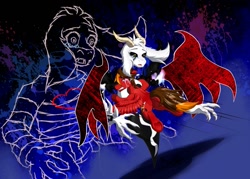 Size: 1057x755 | Tagged: safe, artist:h-stallionwolf, imported from derpibooru, oc, oc:marker pace, pegasus, pony, asriel dreemurr, crossover, duo, spoilers for another series, undertale