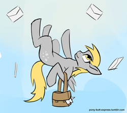 Size: 900x795 | Tagged: safe, artist:pony-butt-express, imported from derpibooru, derpy hooves, pegasus, pony, female, mail, mailbag, mare, solo