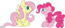 Size: 1758x756 | Tagged: safe, artist:taaffeiite, deleted from derpibooru, imported from derpibooru, fluttershy, pinkie pie, female, flutterpie, lesbian, shipping, simple background, transparent background