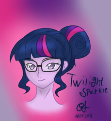 Size: 2569x2806 | Tagged: dead source, safe, artist:owlisun, imported from derpibooru, sci-twi, twilight sparkle, equestria girls, friendship games, bust, colored pupils, digital art, female, glasses, portrait, solo