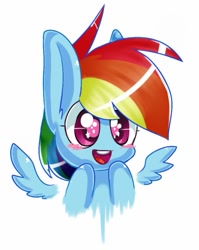 Size: 673x844 | Tagged: safe, artist:louderpony, imported from derpibooru, rainbow dash, blushing, cute, dashabetes, female, floating wings, open mouth, simple background, smiling, solo, starry eyes, wingding eyes