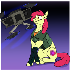Size: 700x700 | Tagged: safe, artist:foxenawolf, imported from derpibooru, apple bloom, robot, alternate universe, commission, crossover, female, gremlin (x-com), missing accessory, older, solo, x-com, xcom 2