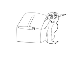 Size: 1181x944 | Tagged: safe, imported from derpibooru, princess celestia, 1000 hours in ms paint, female, monochrome, ms paint, solo, trash can