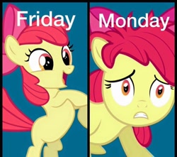 Size: 960x849 | Tagged: safe, imported from derpibooru, apple bloom, female, friday, monday, reaction image, solo, vector
