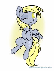 Size: 720x960 | Tagged: safe, artist:tokipeach, imported from derpibooru, derpy hooves, pegasus, pony, female, mare, solo, wink