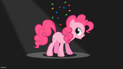 Size: 1024x576 | Tagged: safe, artist:noah-x3, imported from derpibooru, pinkie pie, confetti, excited, female, grin, show accurate, solo, spotlight, vector