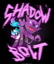 Size: 1105x1300 | Tagged: safe, artist:foxinshadow, imported from derpibooru, dj pon-3, vinyl scratch, haunter, crossover, pokémon, shadowbolts