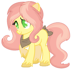 Size: 1024x964 | Tagged: safe, artist:pumpkinflames, imported from derpibooru, oc, oc only, oc:southern belle, neckerchief, offspring, parent:braeburn, parent:fluttershy, parents:braeshy, raised hoof, simple background, solo, tail bow, transparent background